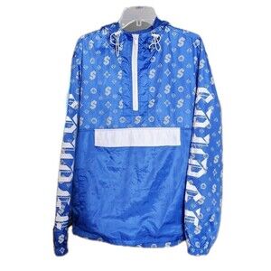 IMP Savage Windbreaker‎ Jacket Women’s XL Blue Dollar Sign Streetwear Hip Hop